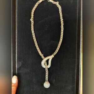 Traci Lynn Crystal and Silver-tone Rope  Chain Lariat Necklace